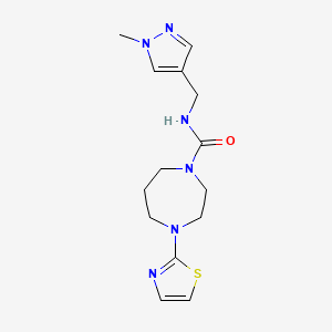 molecular formula C14H20N6OS B7534998 N-[(1-methylpyrazol-4-yl)methyl]-4-(1,3-thiazol-2-yl)-1,4-diazepane-1-carboxamide 
