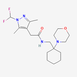 molecular formula C19H30F2N4O2 B7535003 2-[1-(difluoromethyl)-3,5-dimethylpyrazol-4-yl]-N-[(1-morpholin-4-ylcyclohexyl)methyl]acetamide 
