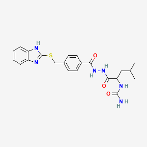 molecular formula C22H26N6O3S B7535006 [1-[2-[4-(1H-benzimidazol-2-ylsulfanylmethyl)benzoyl]hydrazinyl]-4-methyl-1-oxopentan-2-yl]urea 