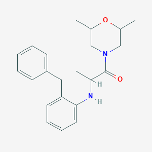 molecular formula C22H28N2O2 B7535014 2-(2-Benzylanilino)-1-(2,6-dimethylmorpholin-4-yl)propan-1-one 
