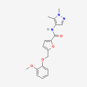 molecular formula C18H19N3O4 B7535023 N-(1,5-dimethyl-1H-pyrazol-4-yl)-5-[(2-methoxyphenoxy)methyl]furan-2-carboxamide 