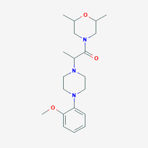 molecular formula C20H31N3O3 B7535029 1-(2,6-Dimethylmorpholin-4-yl)-2-[4-(2-methoxyphenyl)piperazin-1-yl]propan-1-one 
