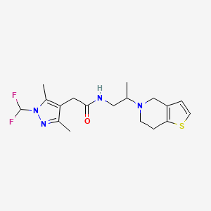 molecular formula C18H24F2N4OS B7535035 2-[1-(difluoromethyl)-3,5-dimethylpyrazol-4-yl]-N-[2-(6,7-dihydro-4H-thieno[3,2-c]pyridin-5-yl)propyl]acetamide 