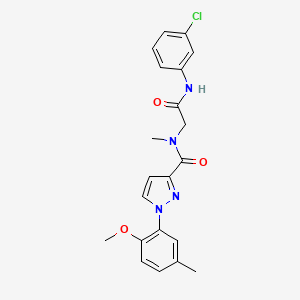 molecular formula C21H21ClN4O3 B7535058 N-[2-(3-chloroanilino)-2-oxoethyl]-1-(2-methoxy-5-methylphenyl)-N-methylpyrazole-3-carboxamide 