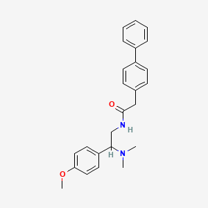 molecular formula C25H28N2O2 B7535066 N-[2-(dimethylamino)-2-(4-methoxyphenyl)ethyl]-2-(4-phenylphenyl)acetamide 