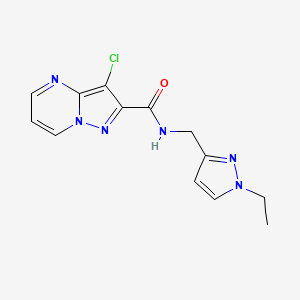 molecular formula C13H13ClN6O B7535082 3-chloro-N-[(1-ethyl-1H-pyrazol-3-yl)methyl]pyrazolo[1,5-a]pyrimidine-2-carboxamide 