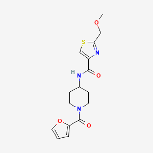 molecular formula C16H19N3O4S B7535084 N-[1-(furan-2-carbonyl)piperidin-4-yl]-2-(methoxymethyl)-1,3-thiazole-4-carboxamide 