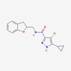 4-bromo-5-cyclopropyl-N-(2,3-dihydro-1-benzofuran-2-ylmethyl)-1H-pyrazole-3-carboxamide