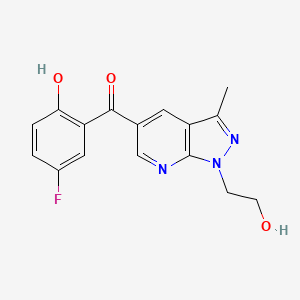 molecular formula C16H14FN3O3 B7535097 (5-Fluoro-2-hydroxyphenyl)-[1-(2-hydroxyethyl)-3-methylpyrazolo[3,4-b]pyridin-5-yl]methanone 