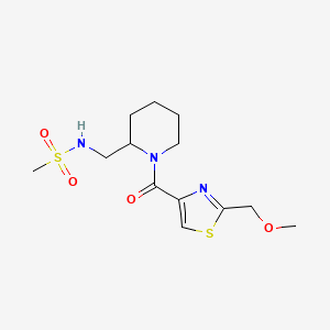 molecular formula C13H21N3O4S2 B7535100 N-[[1-[2-(methoxymethyl)-1,3-thiazole-4-carbonyl]piperidin-2-yl]methyl]methanesulfonamide 