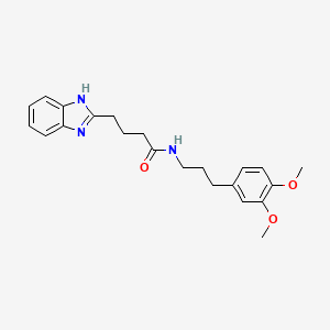 molecular formula C22H27N3O3 B7535143 4-(1H-benzimidazol-2-yl)-N-[3-(3,4-dimethoxyphenyl)propyl]butanamide 