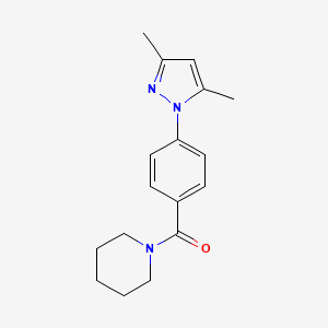 molecular formula C17H21N3O B7535203 [4-(3,5-Dimethylpyrazol-1-yl)phenyl]-piperidin-1-ylmethanone 