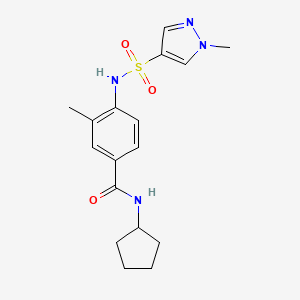molecular formula C17H22N4O3S B7535218 N-cyclopentyl-3-methyl-4-[(1-methylpyrazol-4-yl)sulfonylamino]benzamide 