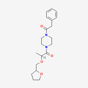 molecular formula C20H28N2O4 B7535222 2-(Oxolan-2-ylmethoxy)-1-[4-(2-phenylacetyl)piperazin-1-yl]propan-1-one 