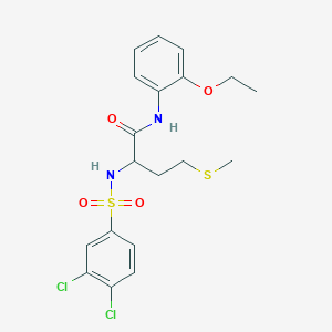 molecular formula C19H22Cl2N2O4S2 B7535230 2-[(3,4-dichlorophenyl)sulfonylamino]-N-(2-ethoxyphenyl)-4-methylsulfanylbutanamide 