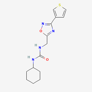 molecular formula C14H18N4O2S B7535238 1-Cyclohexyl-3-[(3-thiophen-3-yl-1,2,4-oxadiazol-5-yl)methyl]urea 