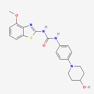 molecular formula C20H22N4O3S B7535264 1-[4-(4-Hydroxypiperidin-1-yl)phenyl]-3-(4-methoxy-1,3-benzothiazol-2-yl)urea 