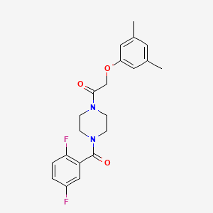 molecular formula C21H22F2N2O3 B7535274 1-[4-(2,5-Difluorobenzoyl)piperazin-1-yl]-2-(3,5-dimethylphenoxy)ethanone 