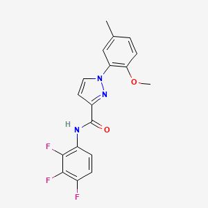 molecular formula C18H14F3N3O2 B7535319 1-(2-methoxy-5-methylphenyl)-N-(2,3,4-trifluorophenyl)pyrazole-3-carboxamide 
