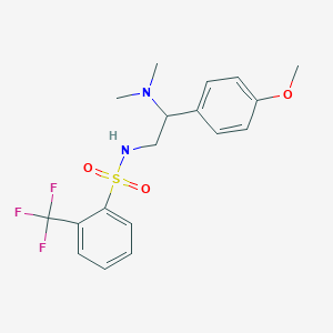 molecular formula C18H21F3N2O3S B7535354 N-[2-(dimethylamino)-2-(4-methoxyphenyl)ethyl]-2-(trifluoromethyl)benzenesulfonamide 