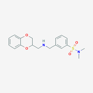 molecular formula C18H22N2O4S B7535386 3-[(2,3-dihydro-1,4-benzodioxin-3-ylmethylamino)methyl]-N,N-dimethylbenzenesulfonamide 