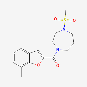 molecular formula C16H20N2O4S B7535409 (7-Methyl-1-benzofuran-2-yl)-(4-methylsulfonyl-1,4-diazepan-1-yl)methanone 