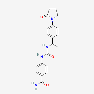 molecular formula C20H22N4O3 B7535443 4-[1-[4-(2-Oxopyrrolidin-1-yl)phenyl]ethylcarbamoylamino]benzamide 