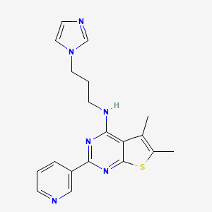 molecular formula C19H20N6S B7535444 N-(3-imidazol-1-ylpropyl)-5,6-dimethyl-2-pyridin-3-ylthieno[2,3-d]pyrimidin-4-amine 