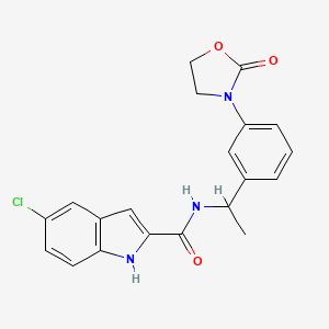 molecular formula C20H18ClN3O3 B7535554 5-chloro-N-[1-[3-(2-oxo-1,3-oxazolidin-3-yl)phenyl]ethyl]-1H-indole-2-carboxamide 