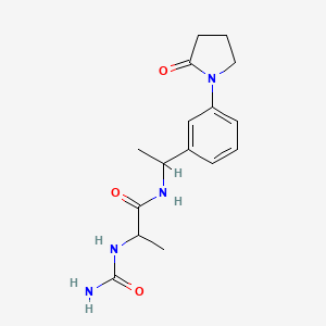 molecular formula C16H22N4O3 B7535560 2-(carbamoylamino)-N-[1-[3-(2-oxopyrrolidin-1-yl)phenyl]ethyl]propanamide 