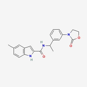 molecular formula C21H21N3O3 B7535563 5-methyl-N-[1-[3-(2-oxo-1,3-oxazolidin-3-yl)phenyl]ethyl]-1H-indole-2-carboxamide 