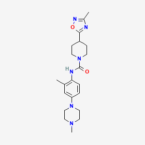 molecular formula C21H30N6O2 B7535574 N-[2-methyl-4-(4-methylpiperazin-1-yl)phenyl]-4-(3-methyl-1,2,4-oxadiazol-5-yl)piperidine-1-carboxamide 