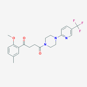 molecular formula C22H24F3N3O3 B7535640 1-(2-Methoxy-5-methylphenyl)-4-[4-[5-(trifluoromethyl)pyridin-2-yl]piperazin-1-yl]butane-1,4-dione 
