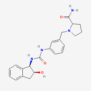 molecular formula C22H26N4O3 B7535655 1-[[3-[[(1R,2S)-2-hydroxy-2,3-dihydro-1H-inden-1-yl]carbamoylamino]phenyl]methyl]pyrrolidine-2-carboxamide 