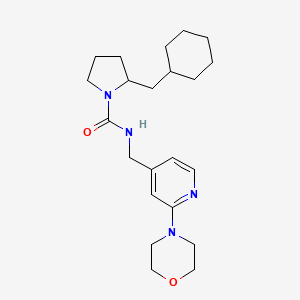 molecular formula C22H34N4O2 B7535691 2-(cyclohexylmethyl)-N-[(2-morpholin-4-ylpyridin-4-yl)methyl]pyrrolidine-1-carboxamide 