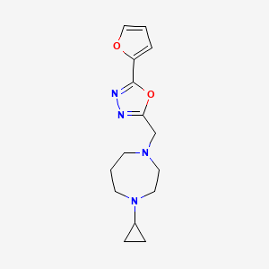 molecular formula C15H20N4O2 B7535708 2-[(4-Cyclopropyl-1,4-diazepan-1-yl)methyl]-5-(furan-2-yl)-1,3,4-oxadiazole 
