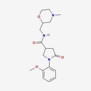 molecular formula C18H25N3O4 B7535719 1-(2-methoxyphenyl)-N-[(4-methylmorpholin-2-yl)methyl]-5-oxopyrrolidine-3-carboxamide 