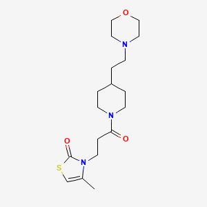 molecular formula C18H29N3O3S B7535734 4-Methyl-3-[3-[4-(2-morpholin-4-ylethyl)piperidin-1-yl]-3-oxopropyl]-1,3-thiazol-2-one 