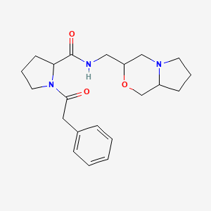 molecular formula C21H29N3O3 B7535772 N-(3,4,6,7,8,8a-hexahydro-1H-pyrrolo[2,1-c][1,4]oxazin-3-ylmethyl)-1-(2-phenylacetyl)pyrrolidine-2-carboxamide 