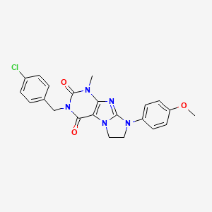 molecular formula C22H20ClN5O3 B7535811 2-[(4-Chlorophenyl)methyl]-6-(4-methoxyphenyl)-4-methyl-7,8-dihydropurino[7,8-a]imidazole-1,3-dione 