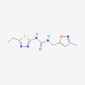 molecular formula C10H13N5O2S B7535835 1-(5-Ethyl-1,3,4-thiadiazol-2-yl)-3-[(3-methyl-1,2-oxazol-5-yl)methyl]urea 