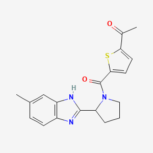 molecular formula C19H19N3O2S B7535852 1-[5-[2-(6-methyl-1H-benzimidazol-2-yl)pyrrolidine-1-carbonyl]thiophen-2-yl]ethanone 