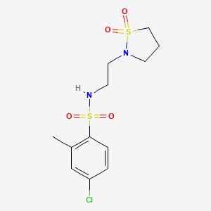 molecular formula C12H17ClN2O4S2 B7535856 4-chloro-N-[2-(1,1-dioxo-1,2-thiazolidin-2-yl)ethyl]-2-methylbenzenesulfonamide 