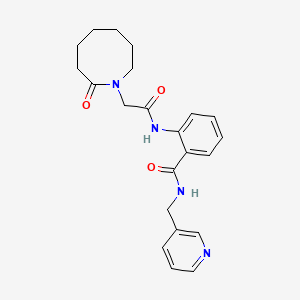 molecular formula C22H26N4O3 B7535869 2-[[2-(2-oxoazocan-1-yl)acetyl]amino]-N-(pyridin-3-ylmethyl)benzamide 