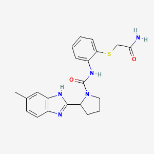 molecular formula C21H23N5O2S B7535872 N-[2-(2-amino-2-oxoethyl)sulfanylphenyl]-2-(6-methyl-1H-benzimidazol-2-yl)pyrrolidine-1-carboxamide 