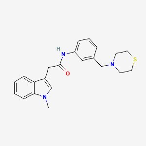 molecular formula C22H25N3OS B7535879 2-(1-methylindol-3-yl)-N-[3-(thiomorpholin-4-ylmethyl)phenyl]acetamide 