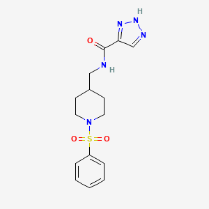 molecular formula C15H19N5O3S B7535896 N-[[1-(benzenesulfonyl)piperidin-4-yl]methyl]-2H-triazole-4-carboxamide 
