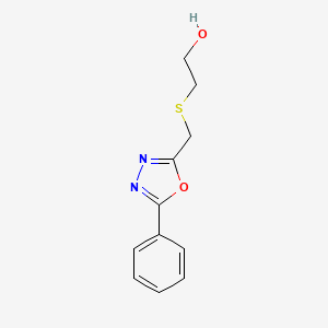 molecular formula C11H12N2O2S B7535913 2-{[(5-Phenyl-1,3,4-oxadiazol-2-yl)methyl]sulfanyl}ethanol 