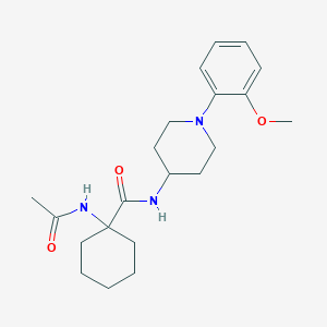 molecular formula C21H31N3O3 B7535918 1-acetamido-N-[1-(2-methoxyphenyl)piperidin-4-yl]cyclohexane-1-carboxamide 