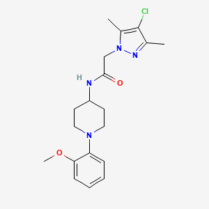 molecular formula C19H25ClN4O2 B7535924 2-(4-chloro-3,5-dimethylpyrazol-1-yl)-N-[1-(2-methoxyphenyl)piperidin-4-yl]acetamide 